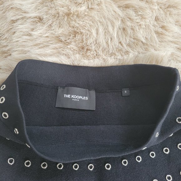 The Kooples Knit Grommet Skirt In Black - Picture 5 of 6
